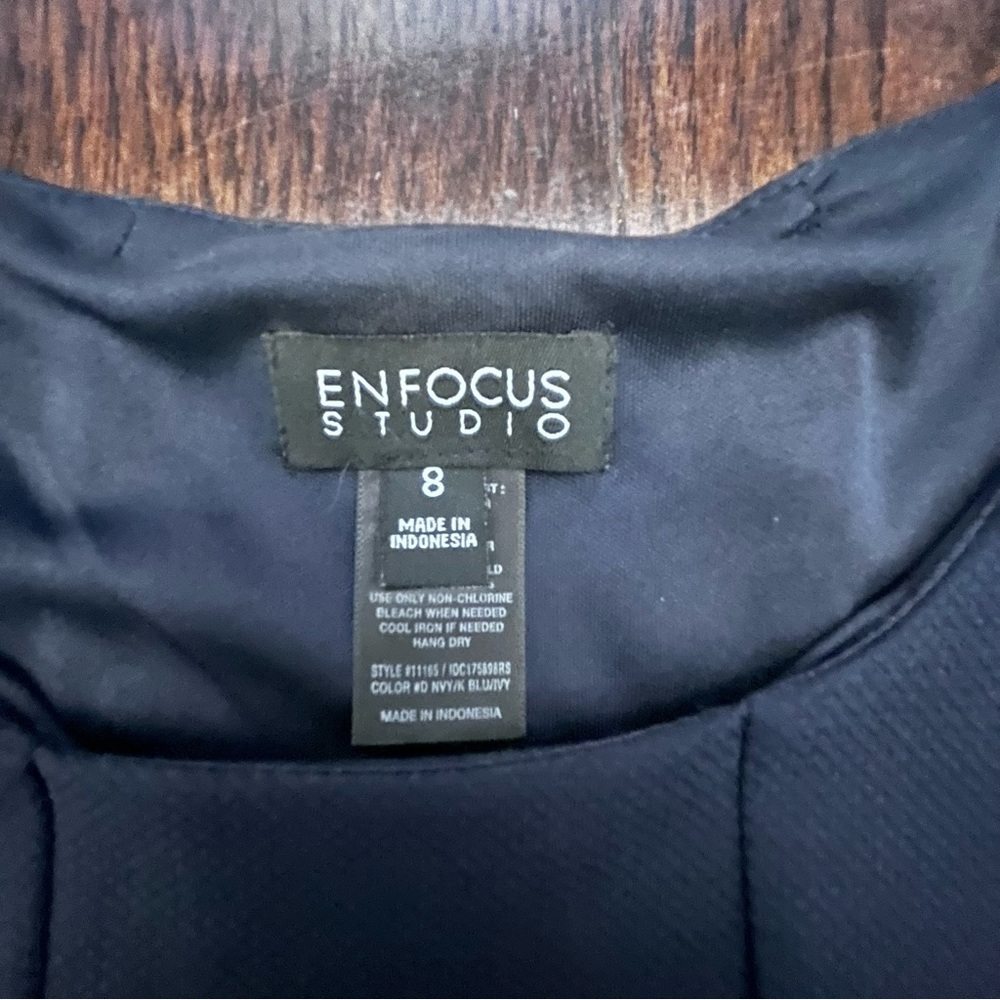Enfocus Studio NWOT Blue White Color Block Dress Size 8 - Picture 5 of 7